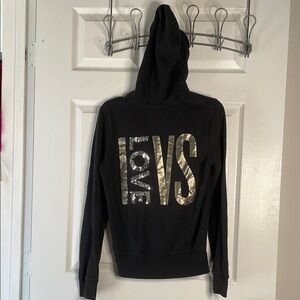 Victoria's Secret Black Hoodie with Silver Lettering